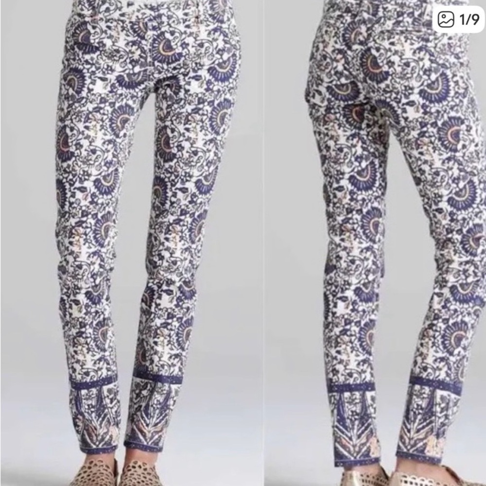 Tory Burch Blue and White Patterned Leggings